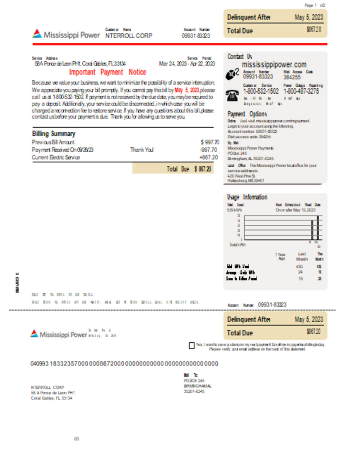 Mississippi Power business utility bill - Butility.net